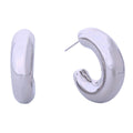 Hoop Earrings 14K White Gold Puffy Post Stylish Chic Jewelry
