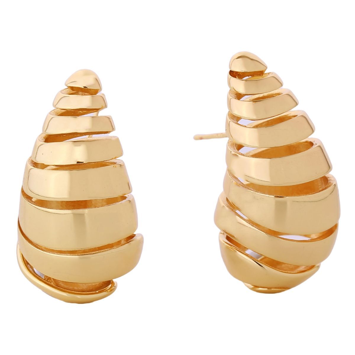 Spiral Stud Earrings 14K Gold Stylish Elegant Jewelry