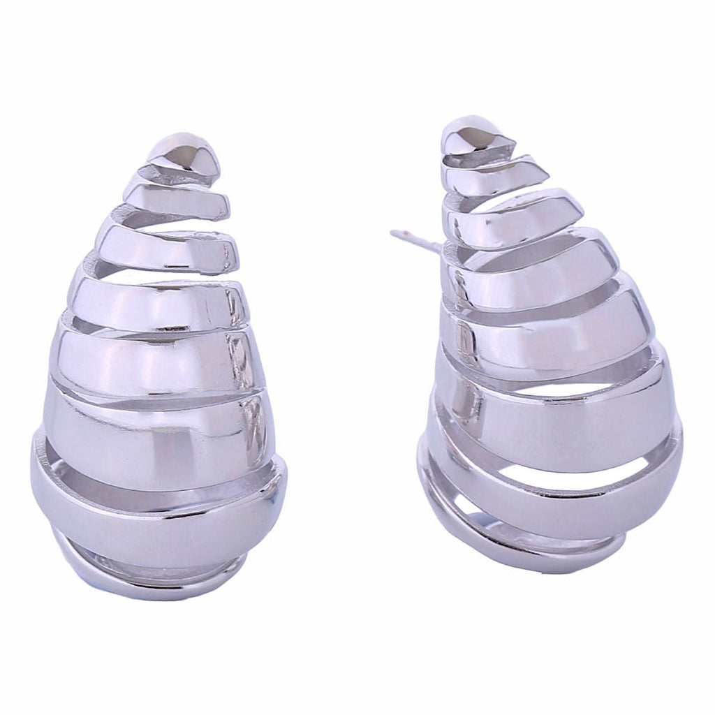 Spiral Stud Earrings 14K White Gold Stylish Elegant Jewelry
