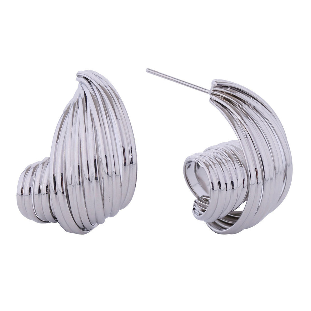 Small White Gold Spiral Stud Earrings for Women – Stylish Fashion Jewelry