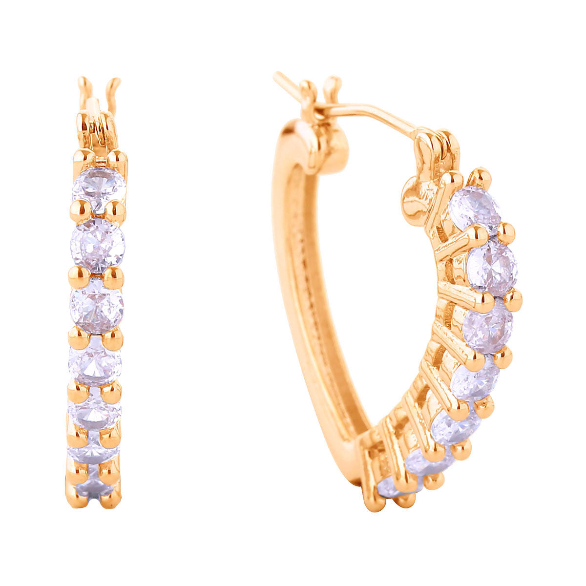 Small 14K Gold Hoop Earrings with CZ Heart – Stylish Women’s Jewelry