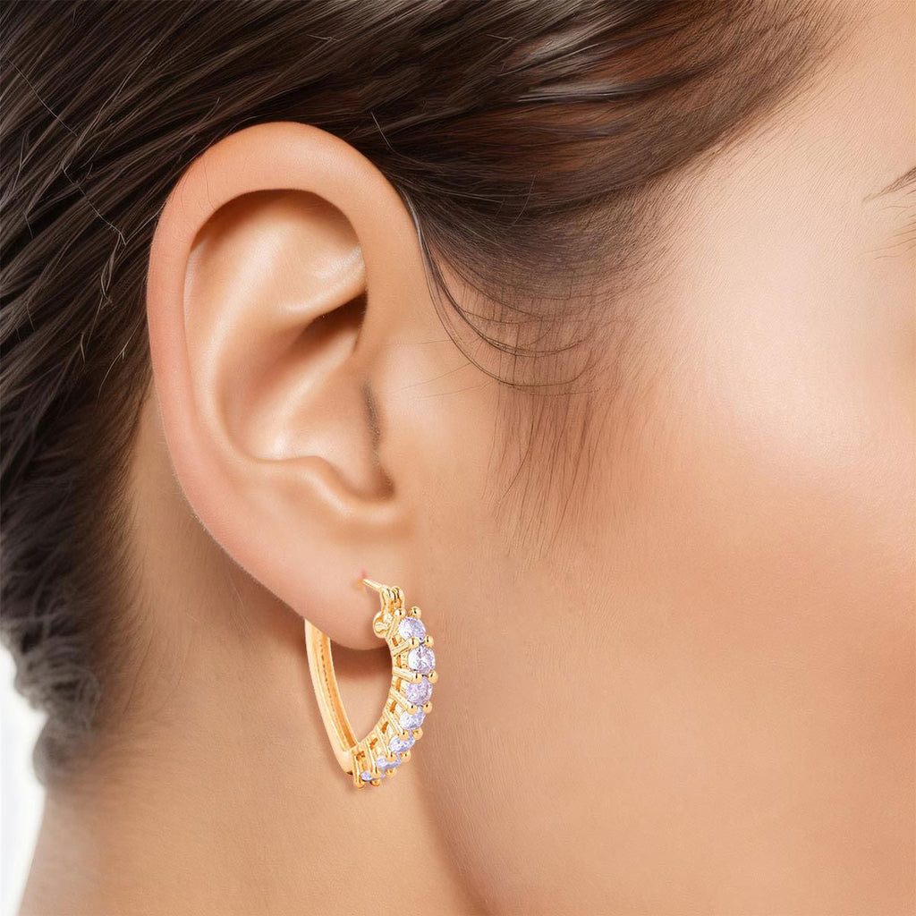 Small 14K Gold Hoop Earrings with CZ Heart – Stylish Women’s Jewelry