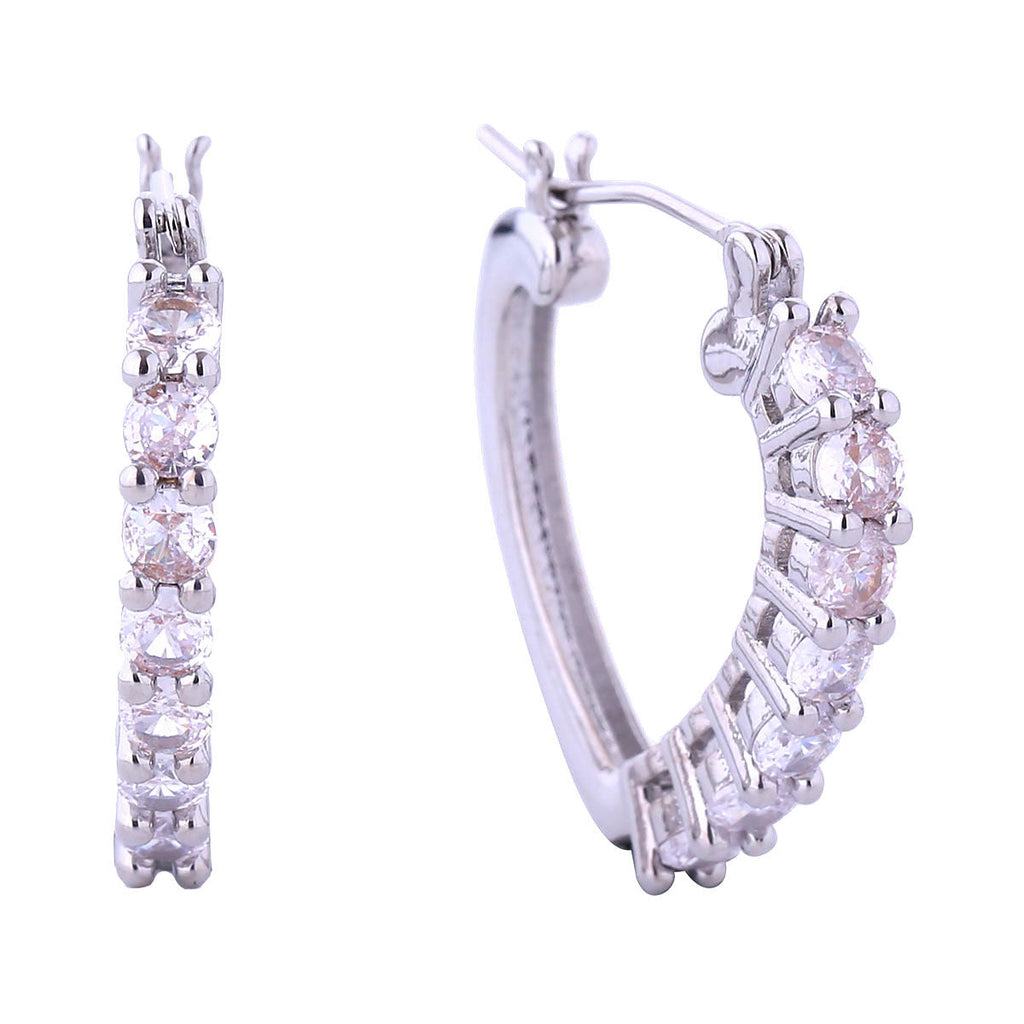 Women’s Small White Gold Hoop Earrings with CZ Heart – Stylish Chic Jewelry