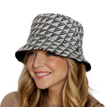 Bucket Hat Black Geo Pattern Topstitch Stylish Casual Accessory