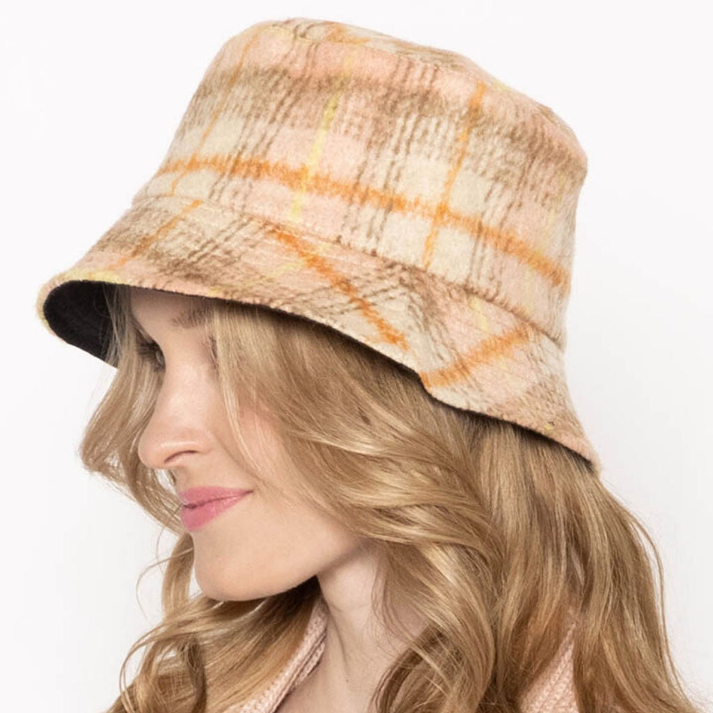 Bucket Hat Pink Signature Plaid Trendy Casual Accessory