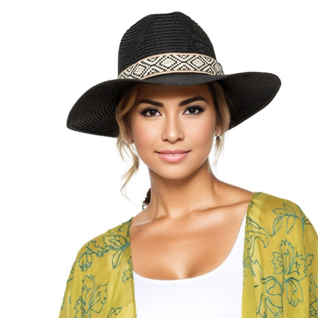 Fedora Hat Black Straw Panama Stylish Casual Accessory