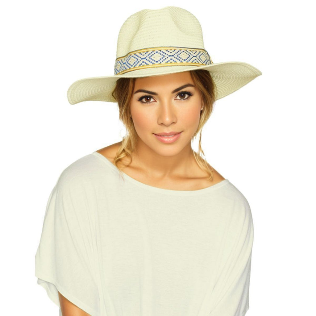 Straw Fedora Hat Ivory Panama Stylish Chic Accessory