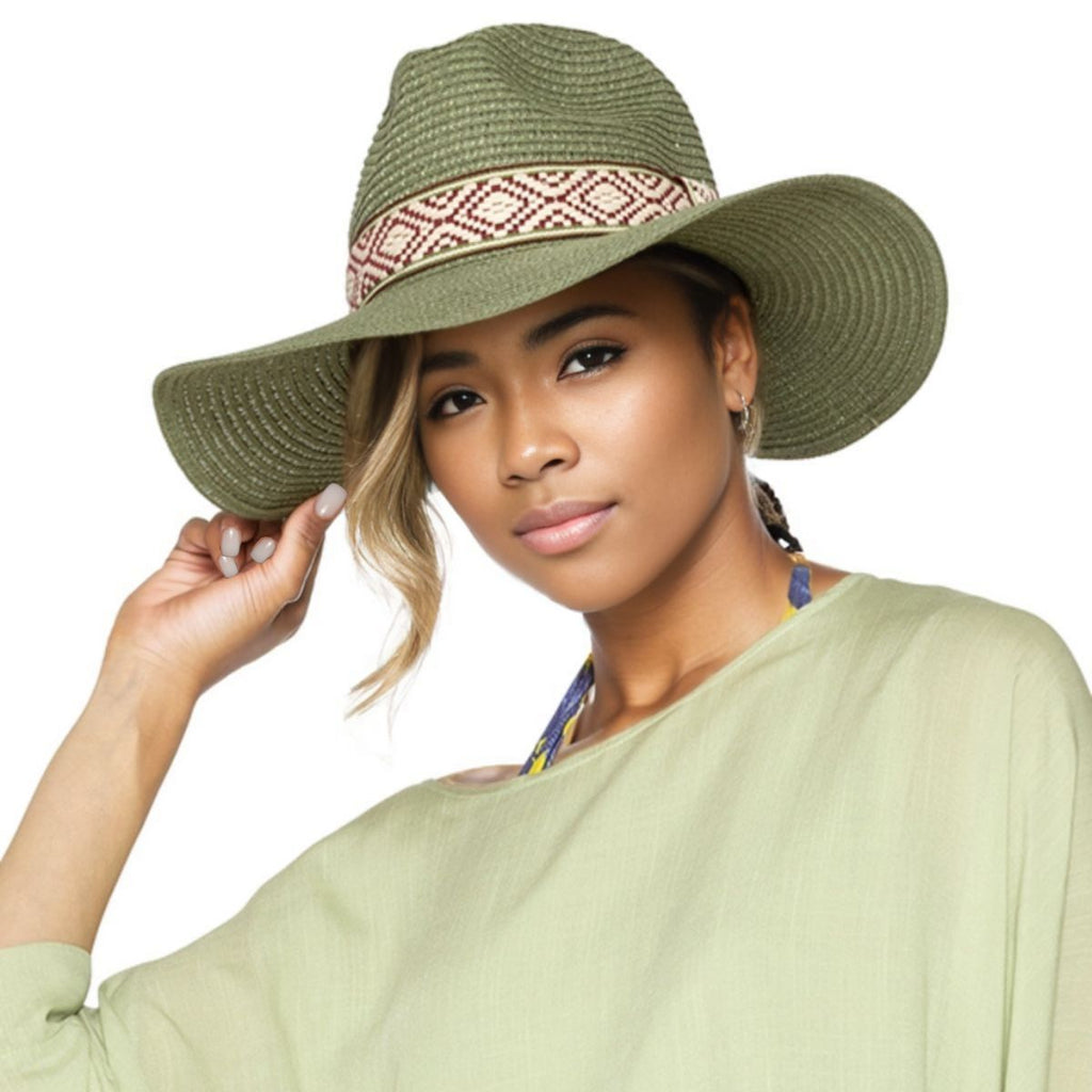 Fedora Hat Olive Straw Panama Stylish Casual Accessory