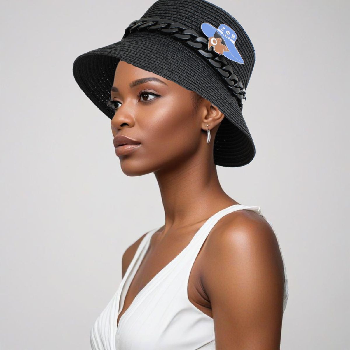 Bucket Hat Black with Chain Detail Trendy Casual Accessory