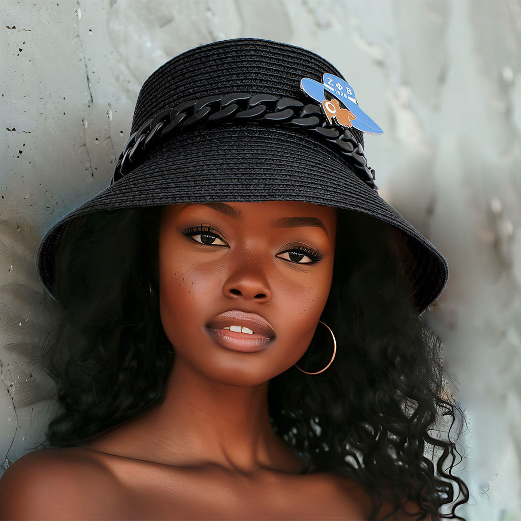 Bucket Hat Black with Chain Detail Trendy Casual Accessory