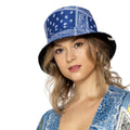 Reversible Bucket Hat Blue Bandana Trendy Casual Accessory