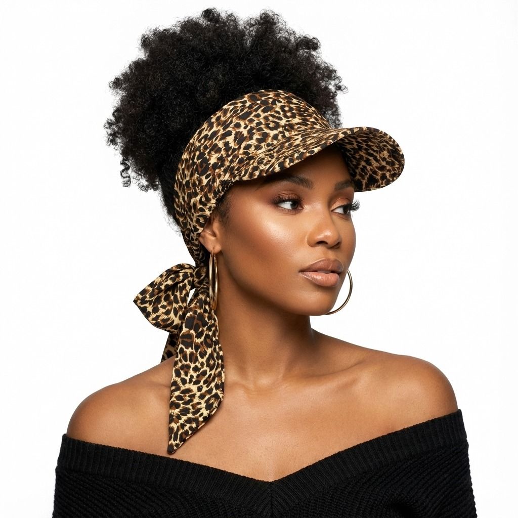 Women’s Baseball Cap with Leopard Print Scarf Detail – Trendy Casual Hat