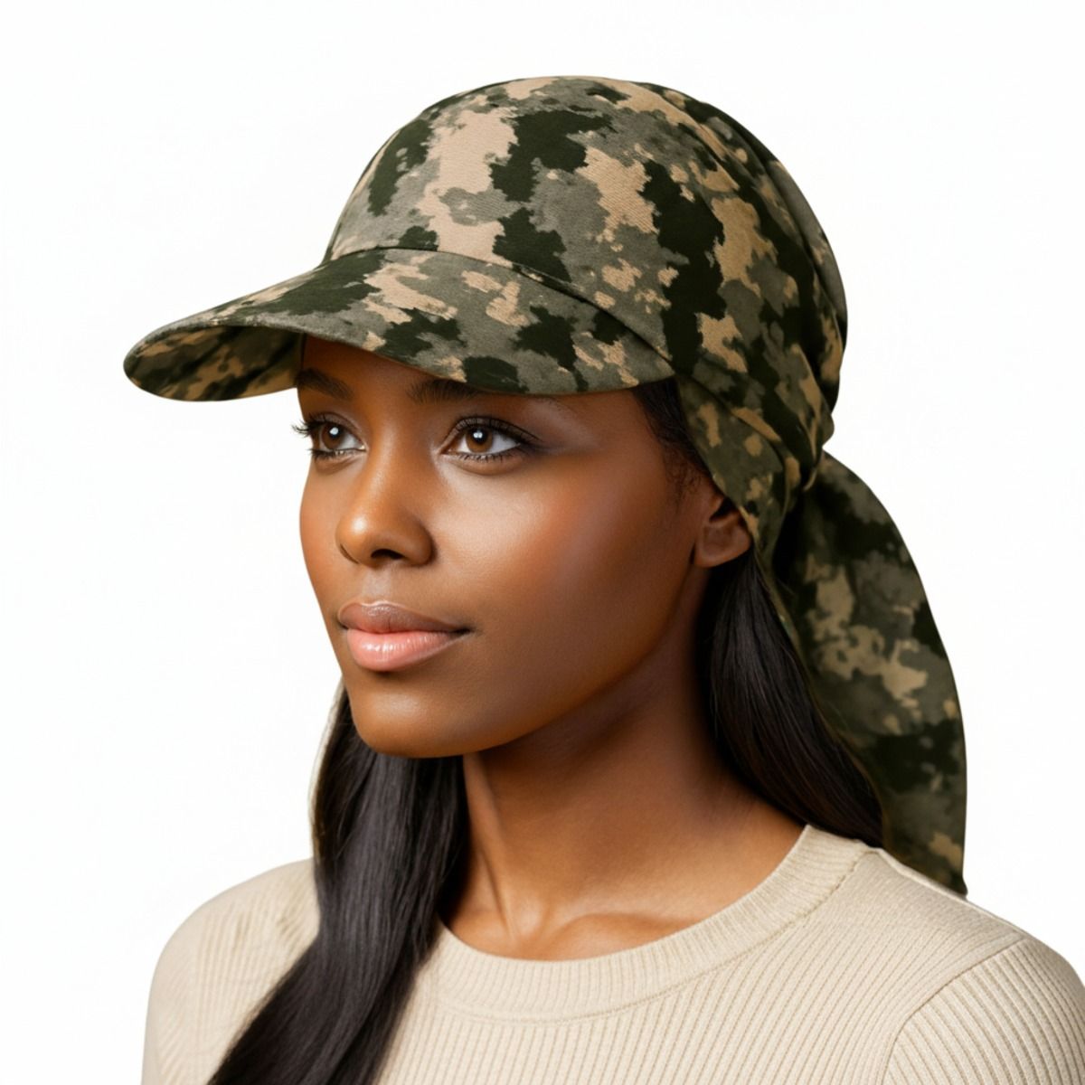 Women’s Camouflage Print Baseball Cap Scarf Hat Stylish Casual Accessory