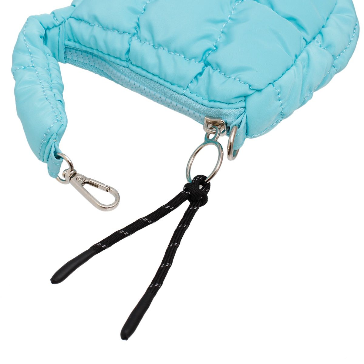 Quilted Mini Bag Keychain with Stanley Clip in Aqua – Trendy Fashion Accessory