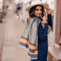 Fashion Scarf with Camo Stripe and Frayed Edge – Stylish Casual Accessory