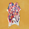 Women’s Kimono Red Mixed Pattern Tassel Stylish Casual Layered