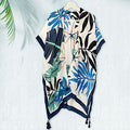 Women’s Navy Tropical Palm Tree Kimono – Stylish Casual Cover-Up