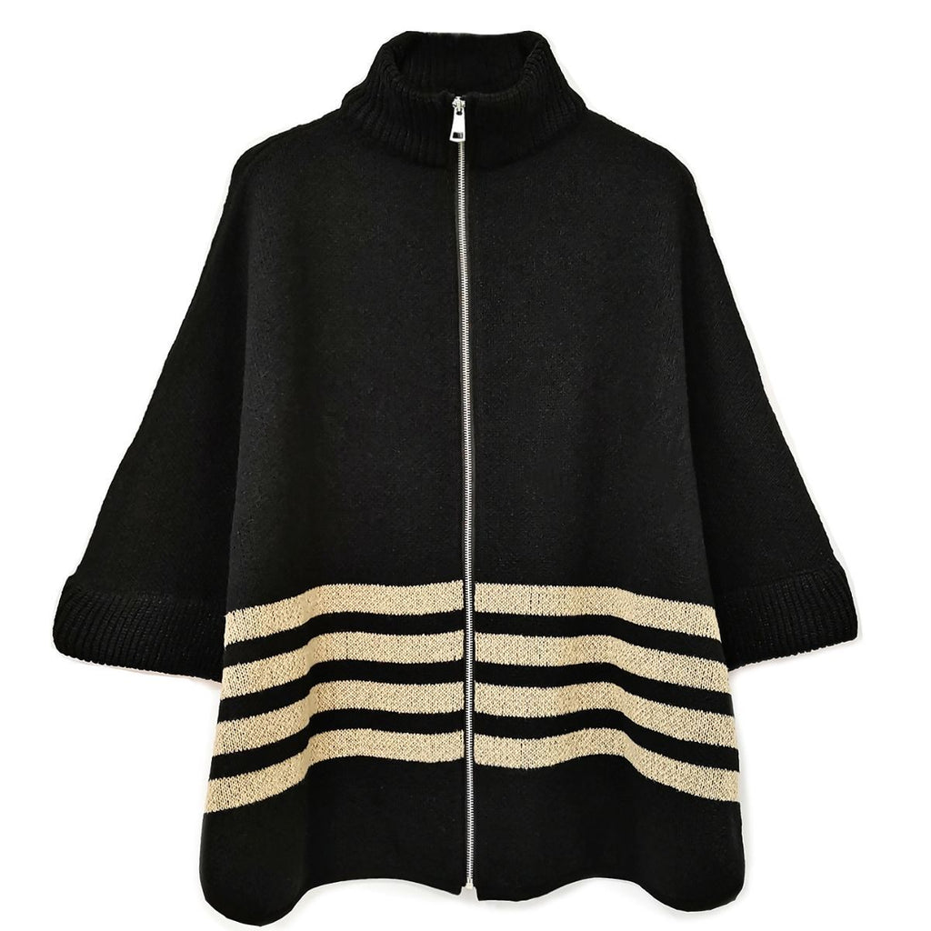 Kimono with Black Stripe Zipper – Trendy Casual Layered Outerwear