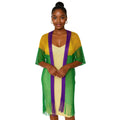 Women’s Kimono Lurex Stripe with Purple, Gold, Green and Fringe – Stylish Statement Layered Accessory