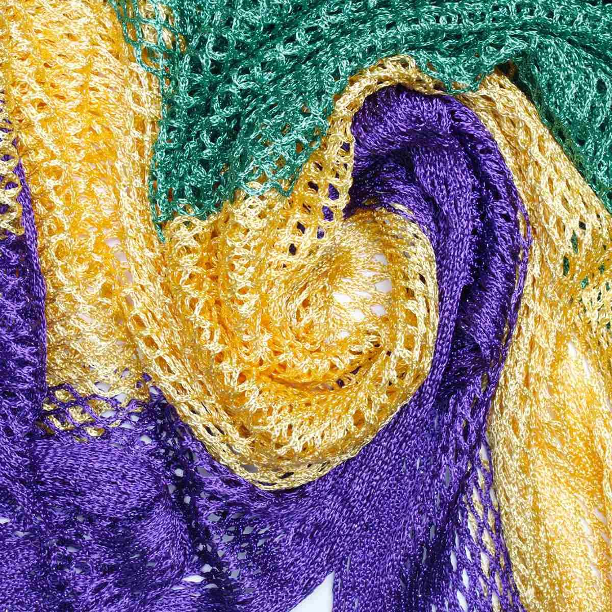 Women’s Kimono Lurex Stripe with Purple, Gold, Green and Fringe – Stylish Statement Layered Accessory
