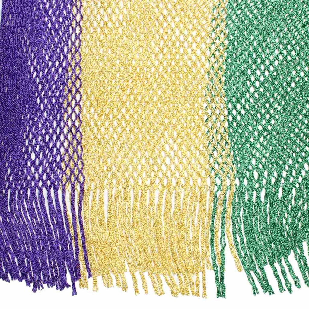 Women’s Kimono Lurex Stripe with Purple, Gold, Green and Fringe – Stylish Statement Layered Accessory