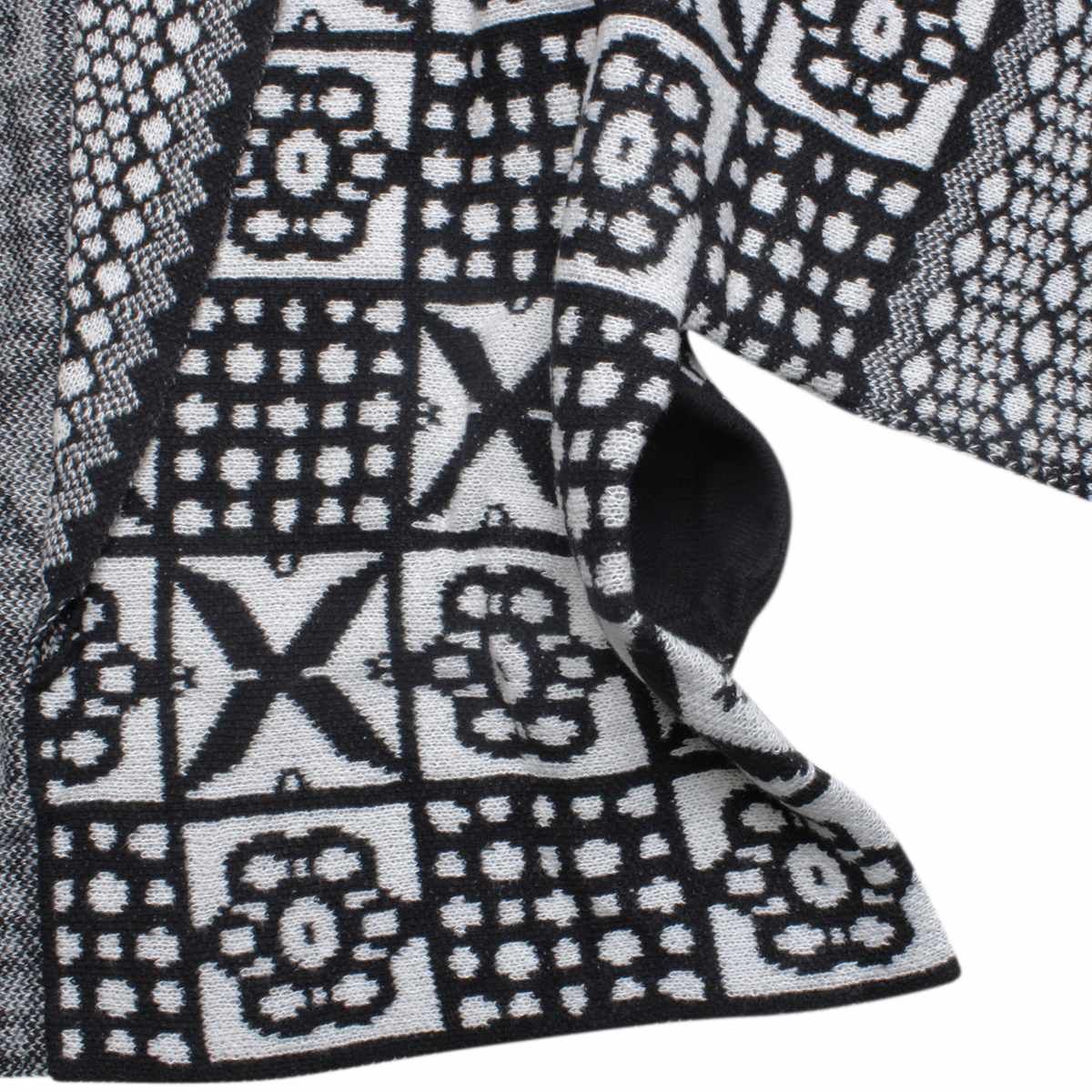 Women’s Cardigan Tile Print Knit Black and White Stylish Casual Layered