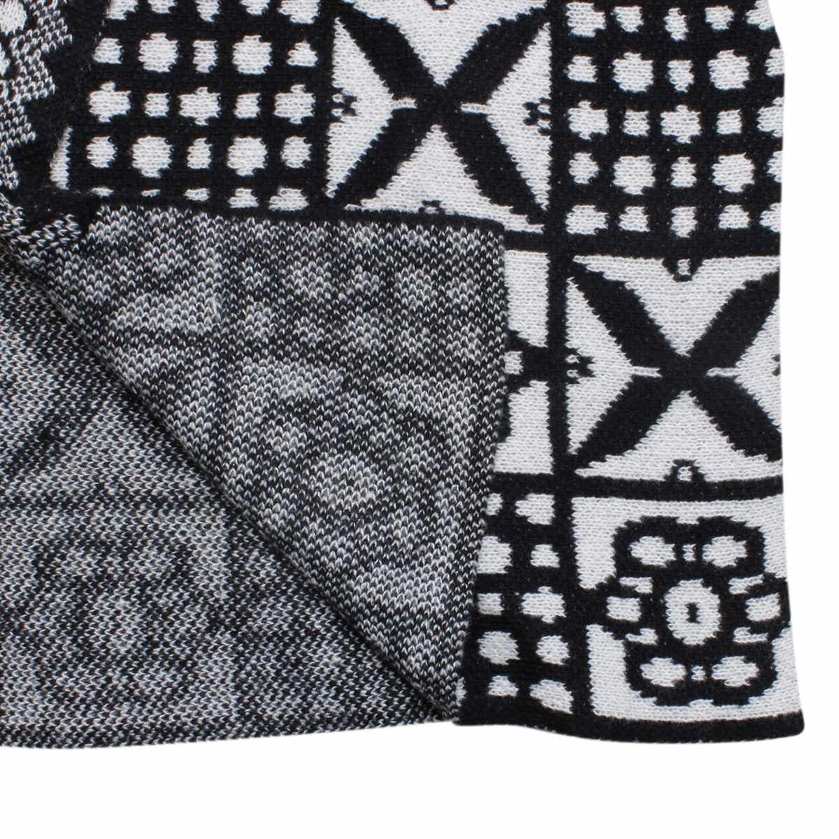 Women’s Cardigan Tile Print Knit Black and White Stylish Casual Layered