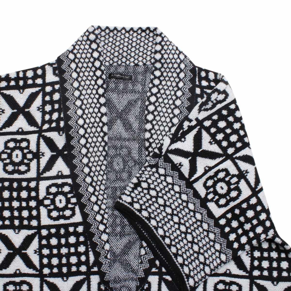 Women’s Cardigan Tile Print Knit Black and White Stylish Casual Layered