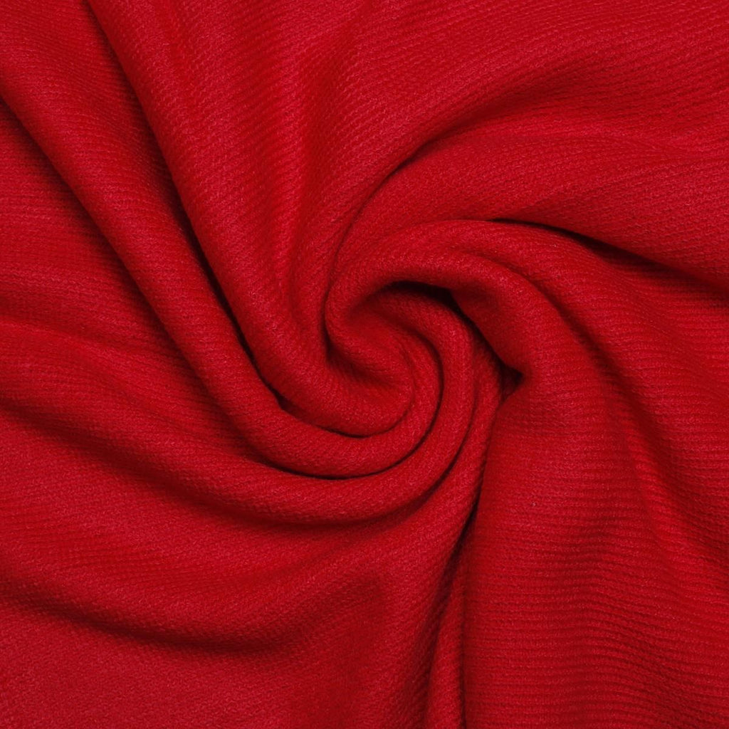 Women’s Knit Ruana Scarf Wrap with Ivory Fur Trim in Sorority Red – Stylish Layered Accessory