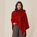 Women’s Red Lurex Ruana One Shoulder Scarf Wrap – Stylish Statement Accessory