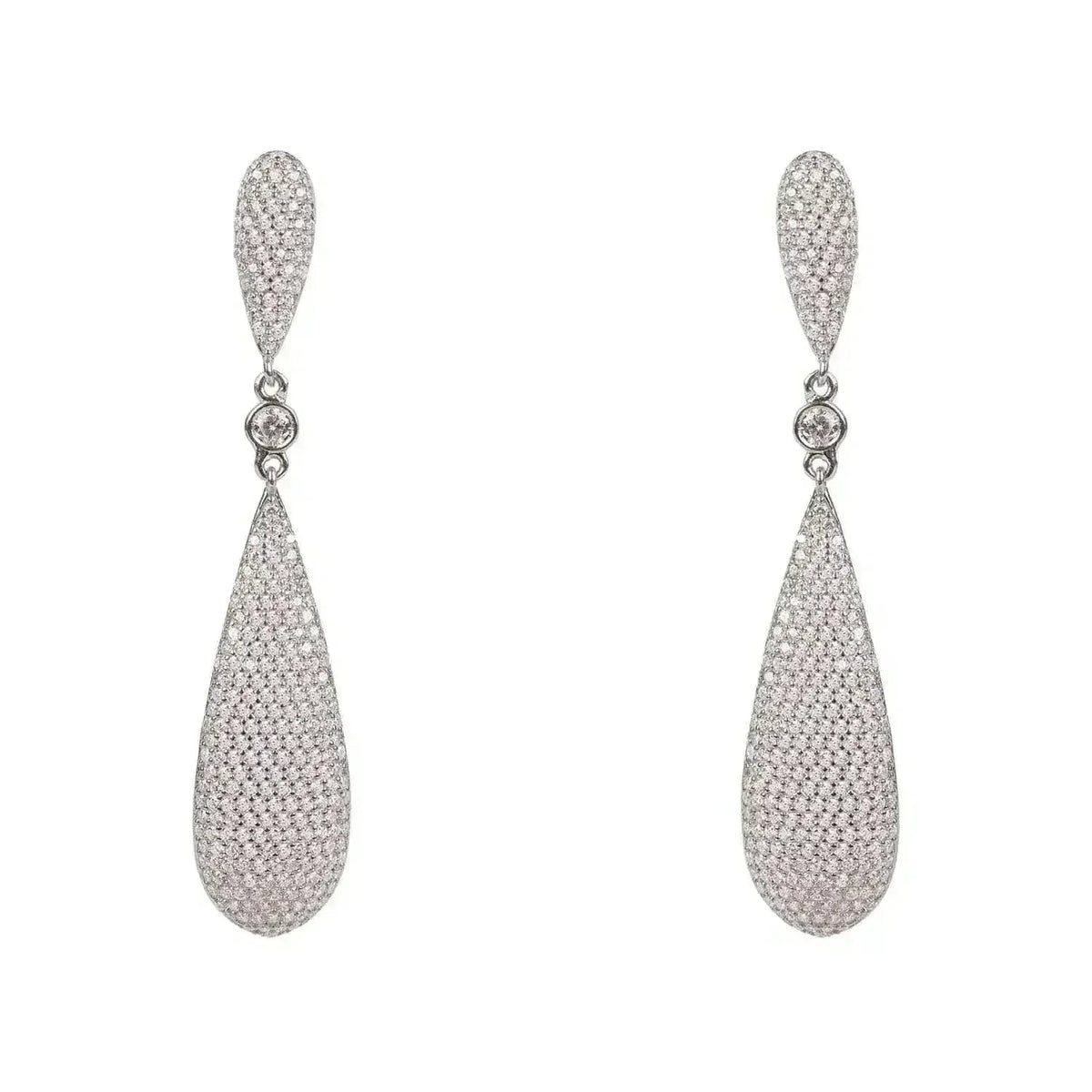 Coco Long Drop Earrings | Silver Zirconia Elegant Dangles - Femstylo