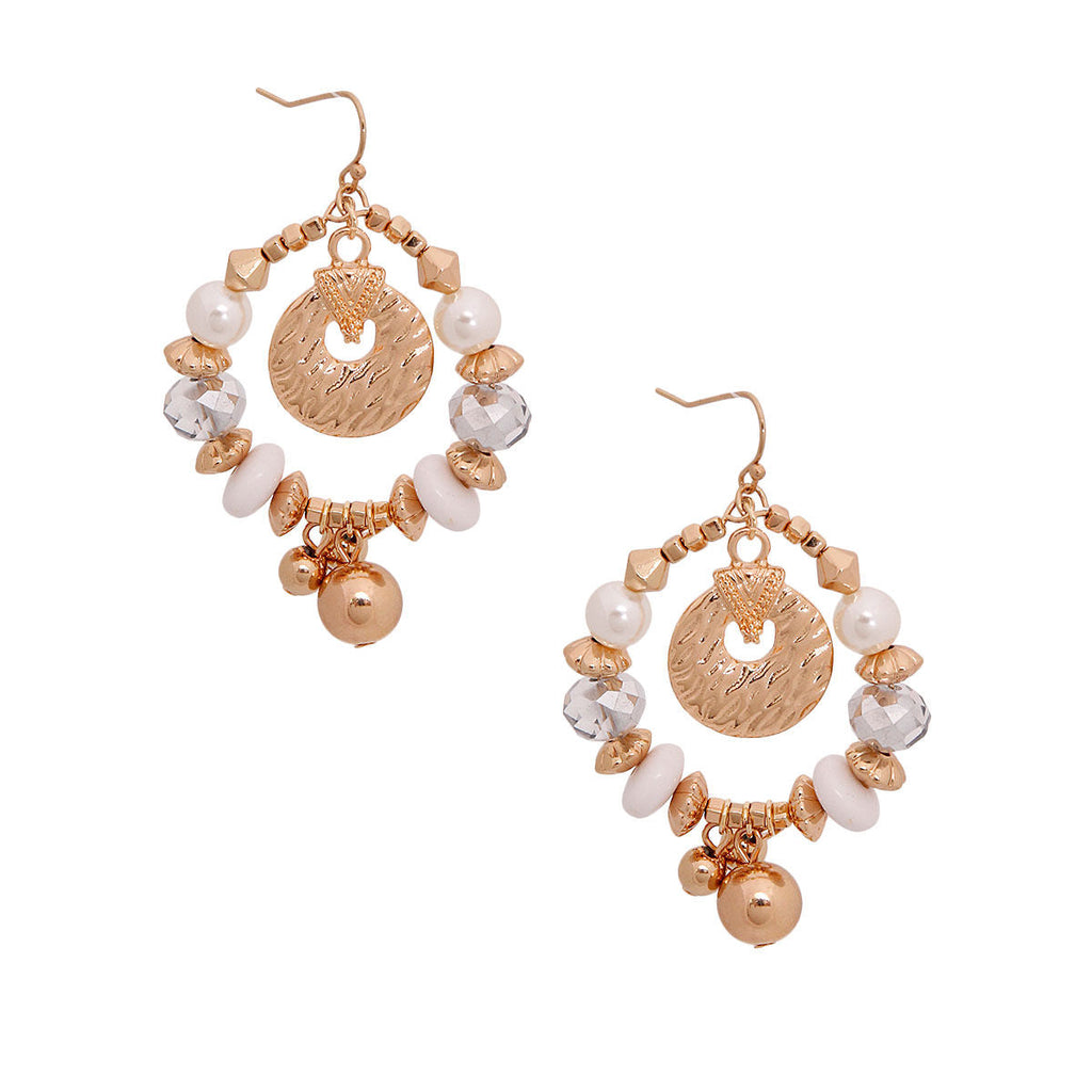 Oval Gold Beaded Earrings Stylish Statement Jewelry