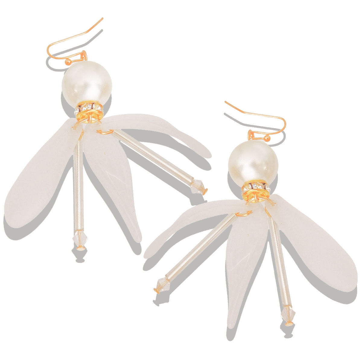 Drop Earrings Pearl Petal Stylish Statement Jewelry