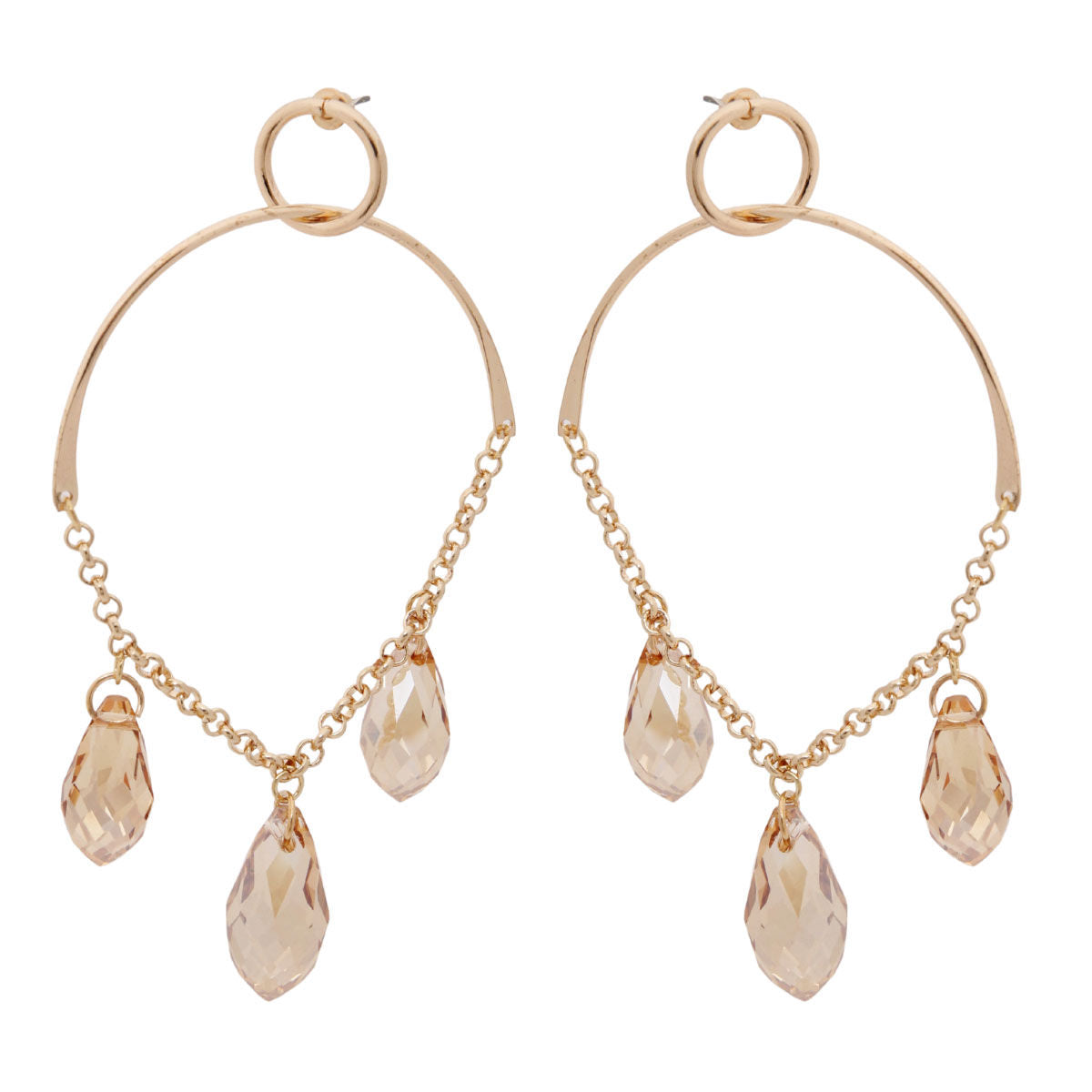 Drape Ring Earrings with Topaz Beads – Stylish Statement Jewelry
