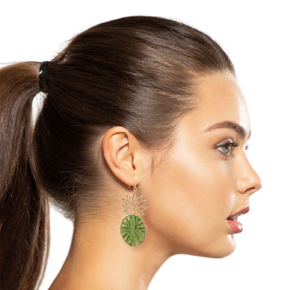 Statement Green Raffia Pineapple Earrings – Trendy Fashion Jewelry Accessory
