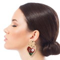 Resin Heart Earrings in Gold and Red – Trendy Statement Jewelry