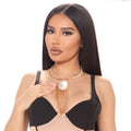 Statement Jumbo Pearl Necklace with Gold Rigid Collar, Stylish and Elegant