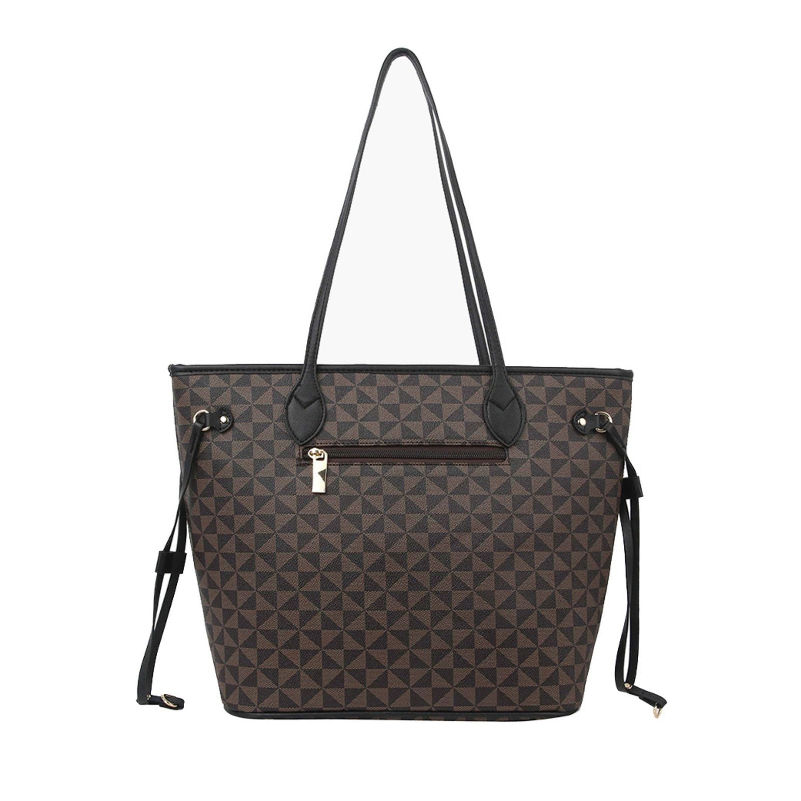 Fashion Handbag Brown Diamond Plaid Tote 3-Piece Shoulder Bag Set Stylish Chic