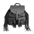 Fashion Handbag Black Leather Fringe Backpack for Women Stylish Chic