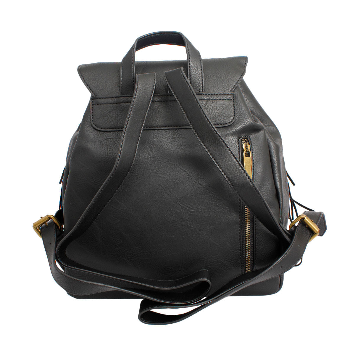 Fashion Handbag Black Leather Fringe Backpack for Women Stylish Chic