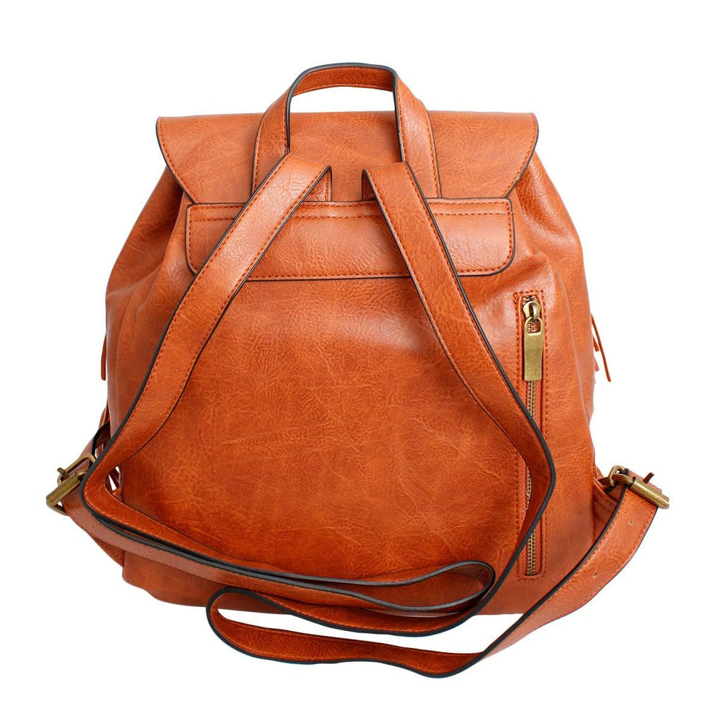 Women’s Leather Fringe Backpack Brown Stylish Casual Bag