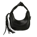 Fashion Handbag Black Round Fringe Shoulder Bag for Women Stylish Chic