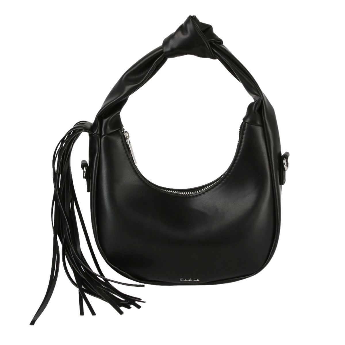 Fashion Handbag Black Round Fringe Shoulder Bag for Women Stylish Chic