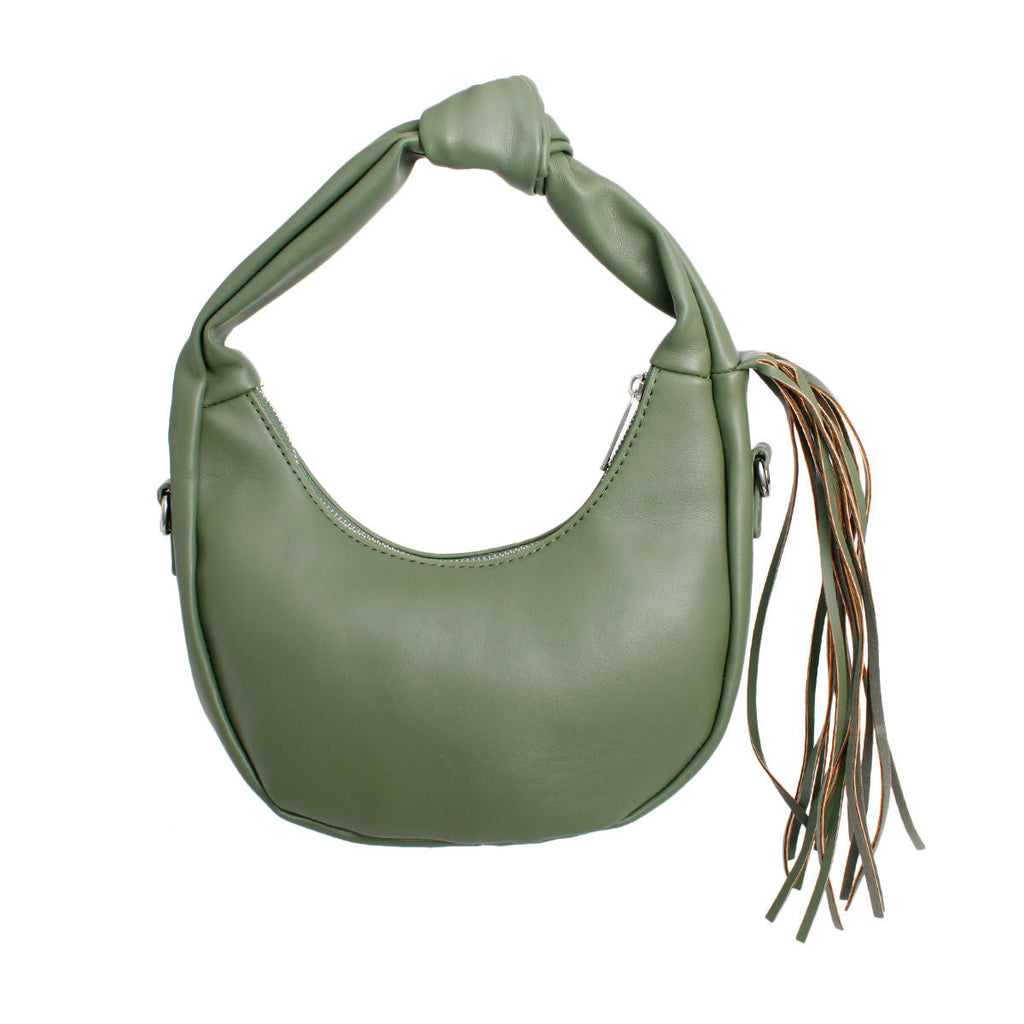 Fashion Handbag Green Round Fringe Shoulder Bag for Women Stylish Chic