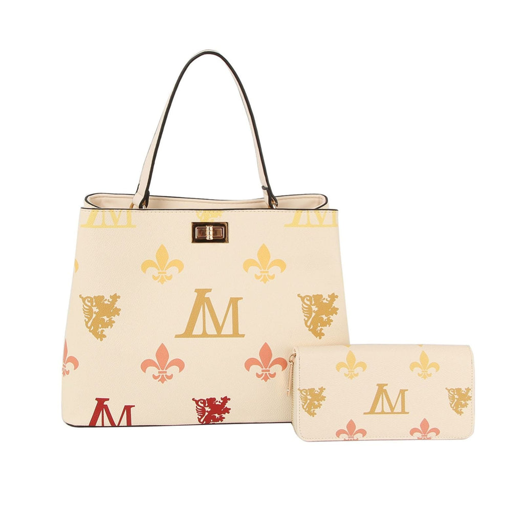 Fashion Handbag Beige Luxe Monogram Top Handle Bag Set Stylish Chic
