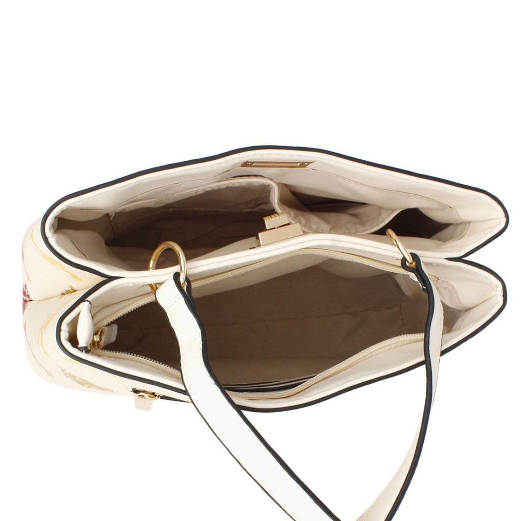 Fashion Handbag Beige Luxe Monogram Top Handle Bag Set Stylish Chic