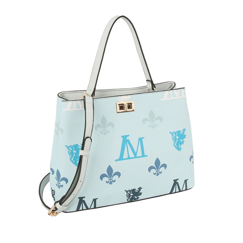 Fashion Handbag Blue Luxe Monogram Top Handle Bag Set Stylish Chic Accessory