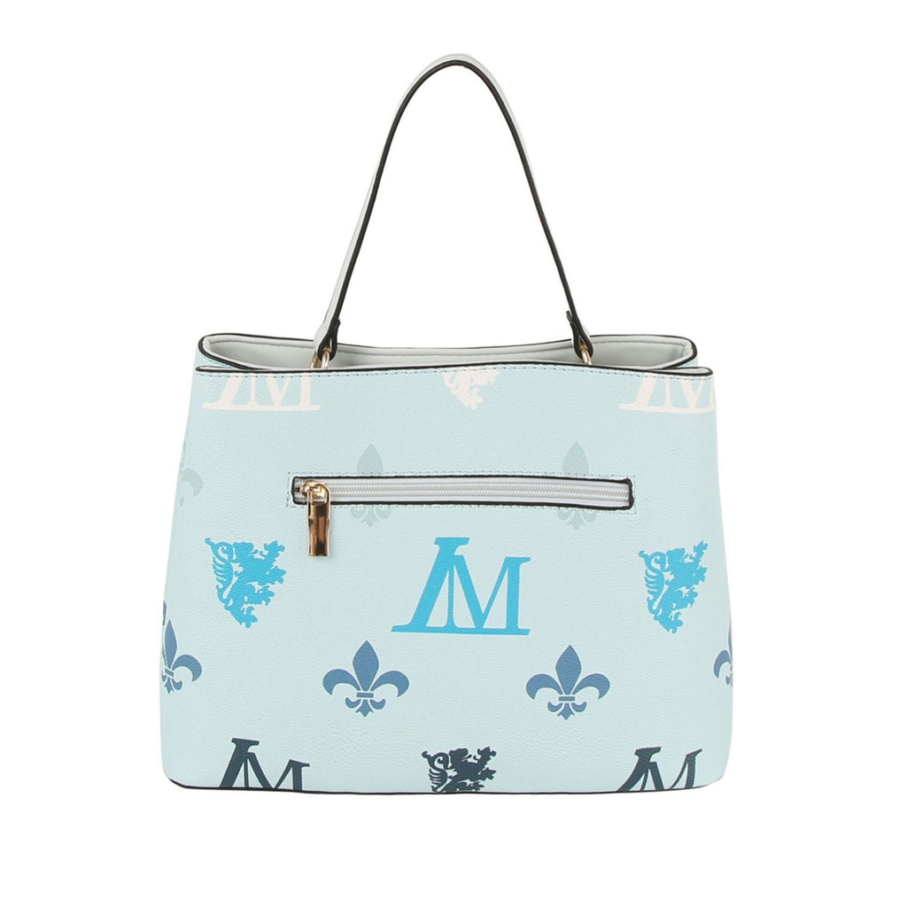 Fashion Handbag Blue Luxe Monogram Top Handle Bag Set Stylish Chic Accessory