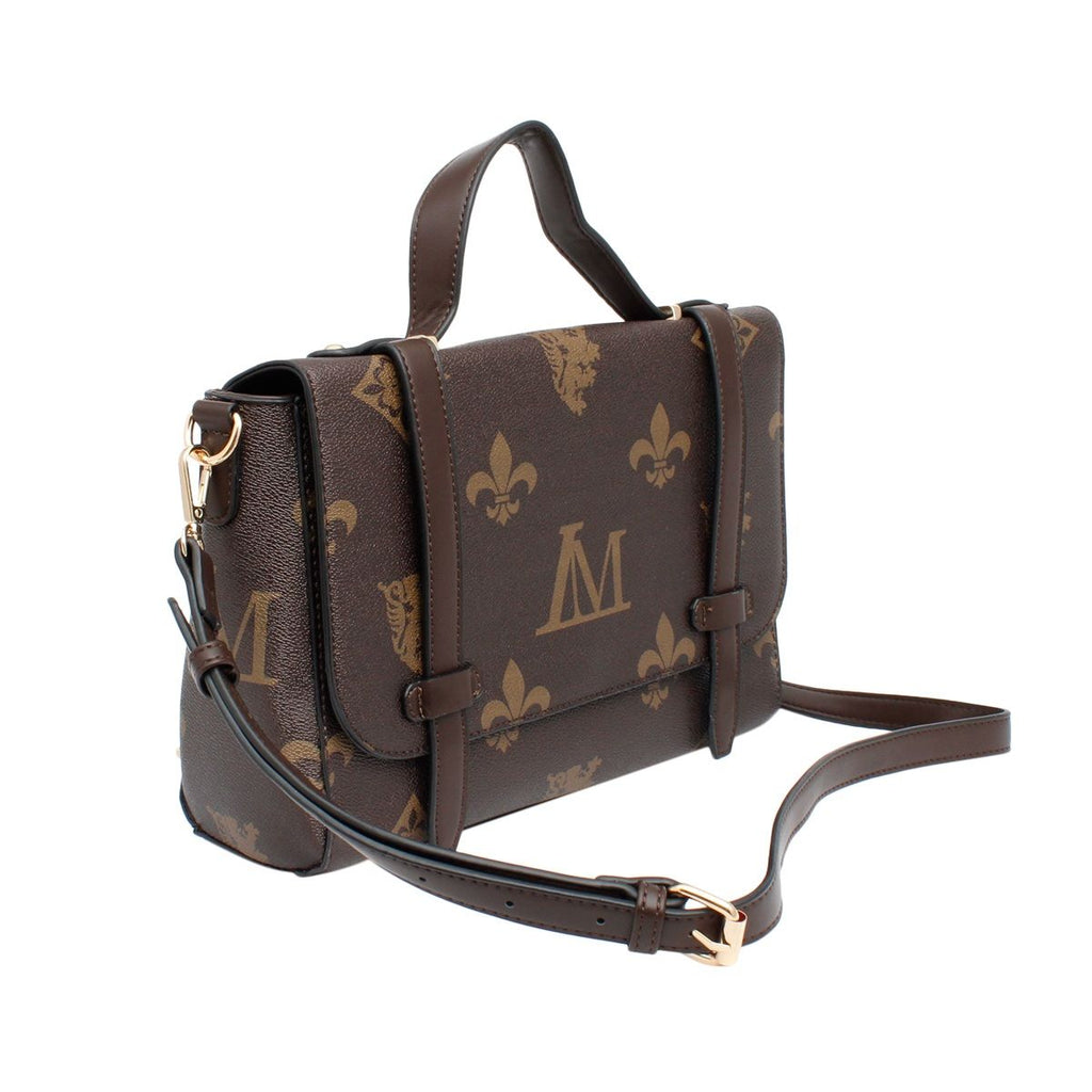 Satchel Handbag Set Brown Luxe Monogram Stylish Messenger Bag