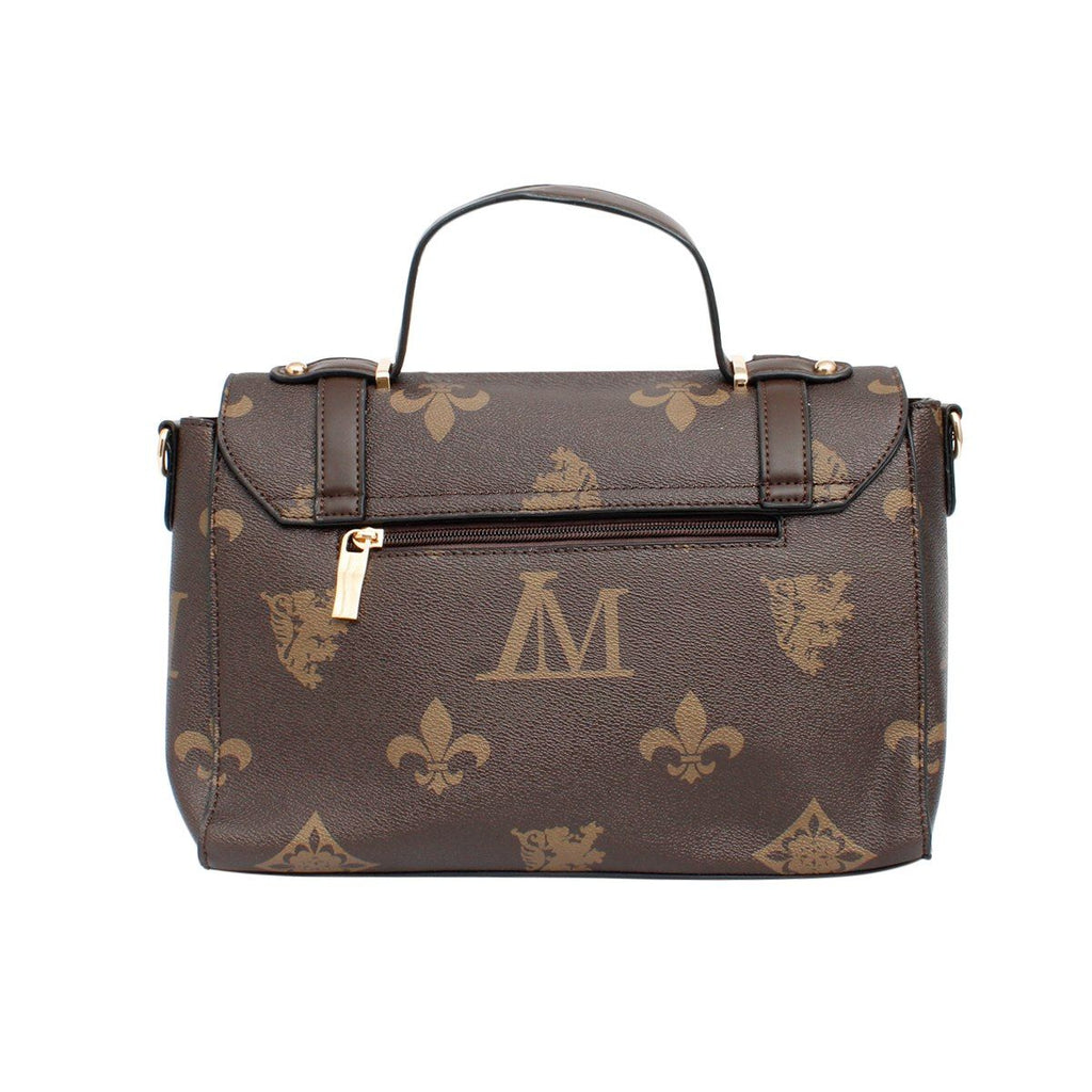 Satchel Handbag Set Brown Luxe Monogram Stylish Messenger Bag